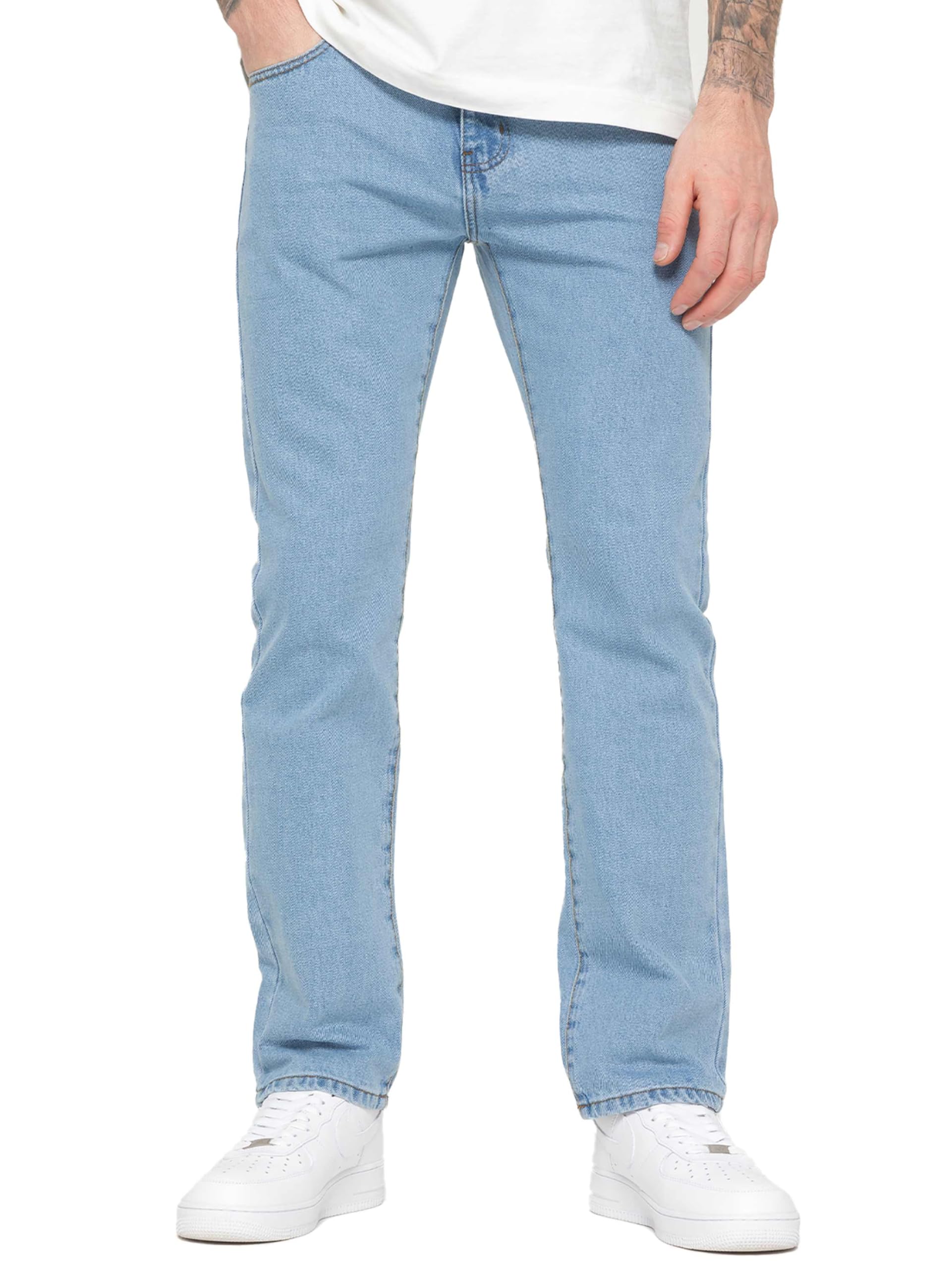 Brand Kruze Men's Light Blue Straight Leg Jeans Casual Cotton Regular Fit Denim Pants For All Waist Sizes Kz109 38W / 27L
