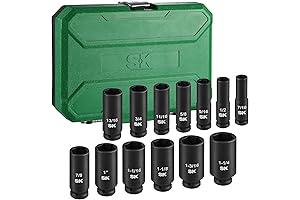 1/2" Drive Deep SAE Impact Socket Set, 13 pcs