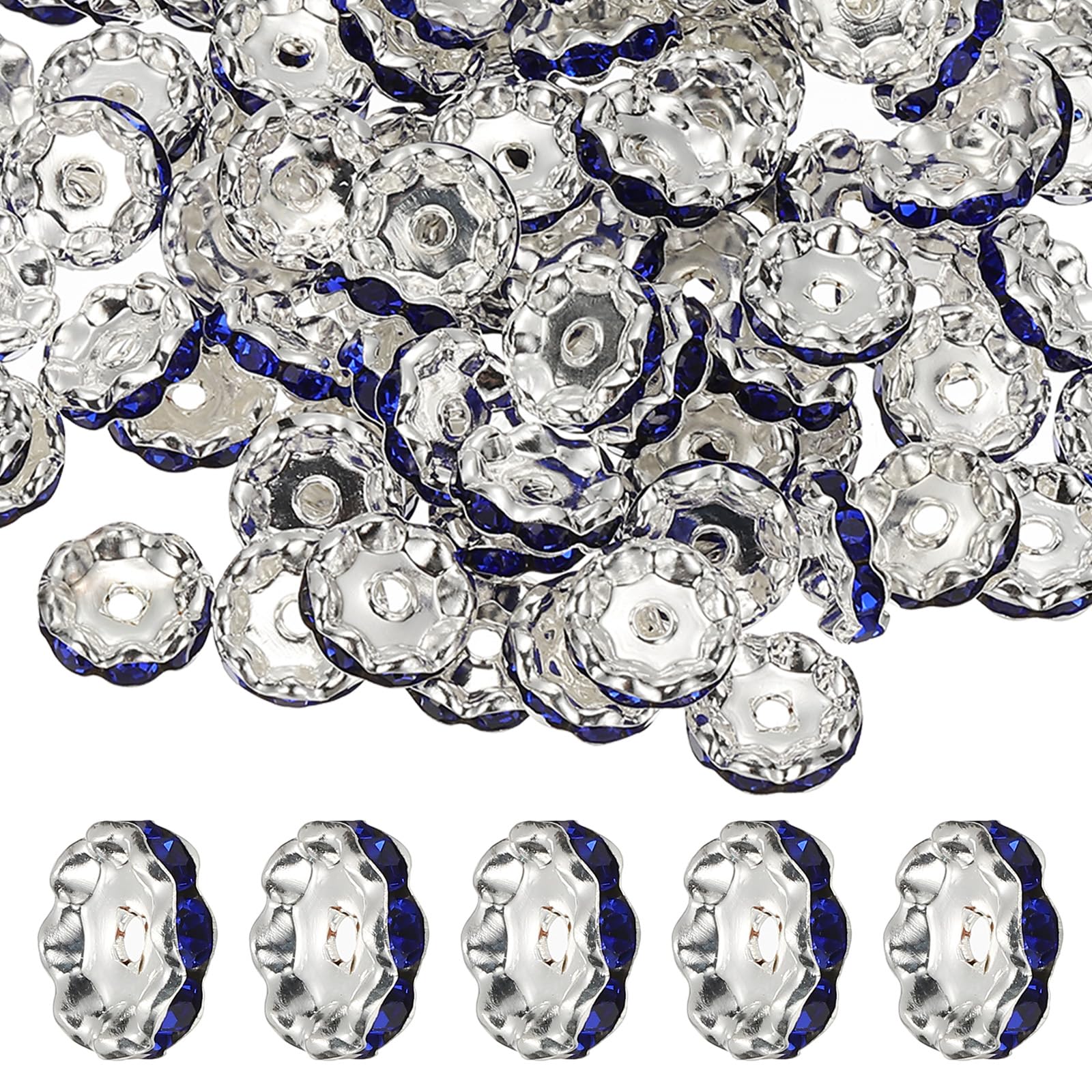 PATIKIL 12mm Wavy Rhinestone Spacer Beads