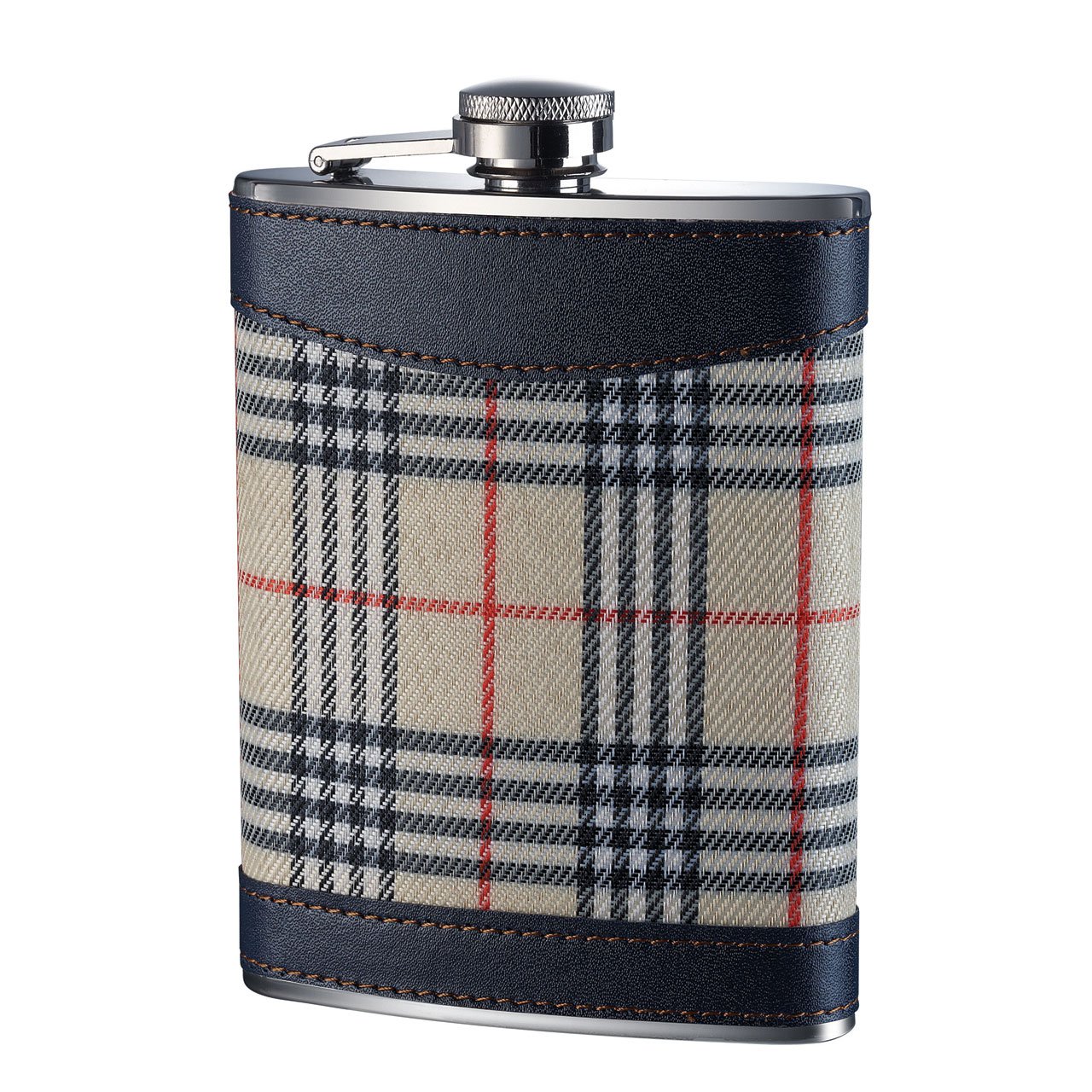 Premier Housewares Tartan Hip Flask Cream