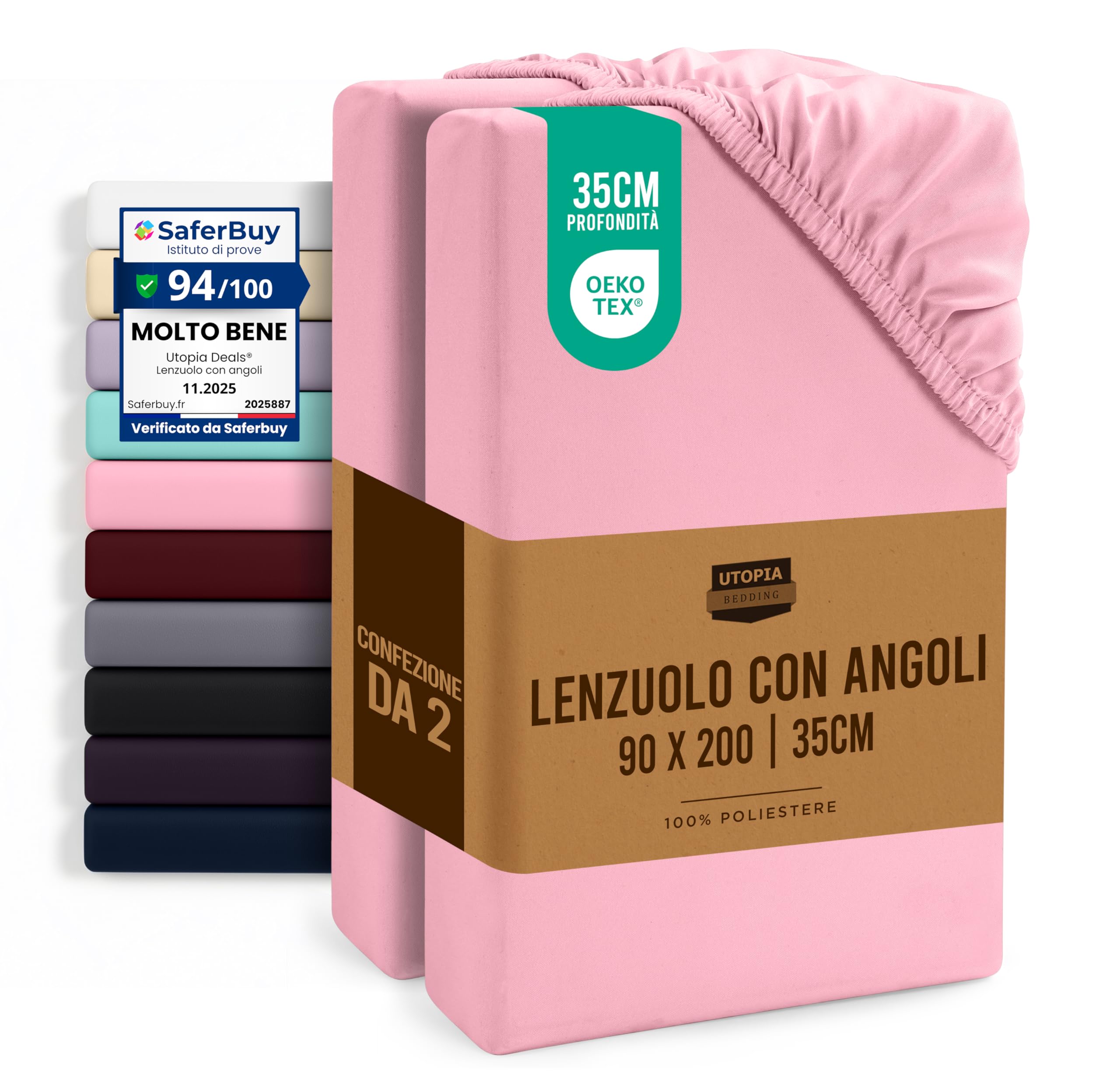 Set Di 6 Lenzuola Con Angoli Elasticizzati – Utopia Bedding – Una Piazza E Mezza 140x200cm – Grigio – Microfibra Spazzolata, Tasche Profonde 35cm - 5