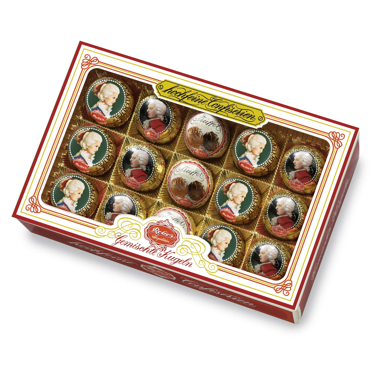 Reber Gemischte Kugeln, 15er Packung mit Mozart-, Constanze- und Trüffel-Spezialitäten, 1 x 300 g