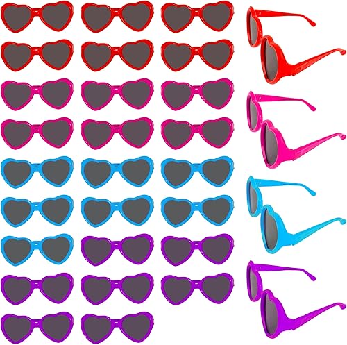 Miniatura 9 de 4E's Novelty Lentes de sol para el día de San Valentín para intercambio en el aula, paquete de 30 lentes de sol en forma de corazón, regalos de