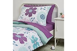 Amazon Basics 5 Piece Microfiber Toddler Bedding Set in Vibrant Floral Patterns
