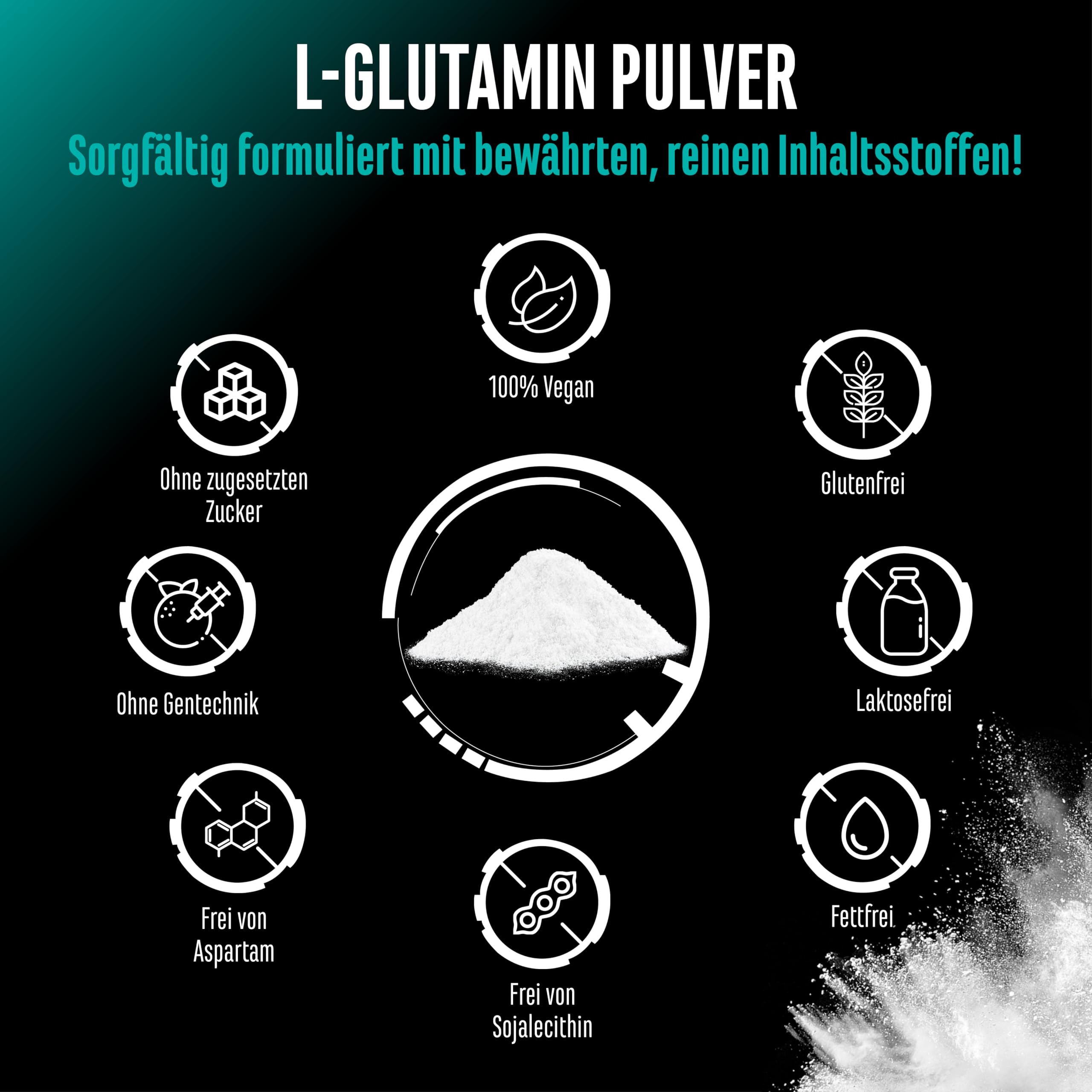 GEN GERMAN ELITE NUTRITION L-Glutamin Pulver - 750g - Geschmacksneutral | hochdosiert, 100% Aminosäure, ultrafein, Laborgeprüft, Vegan