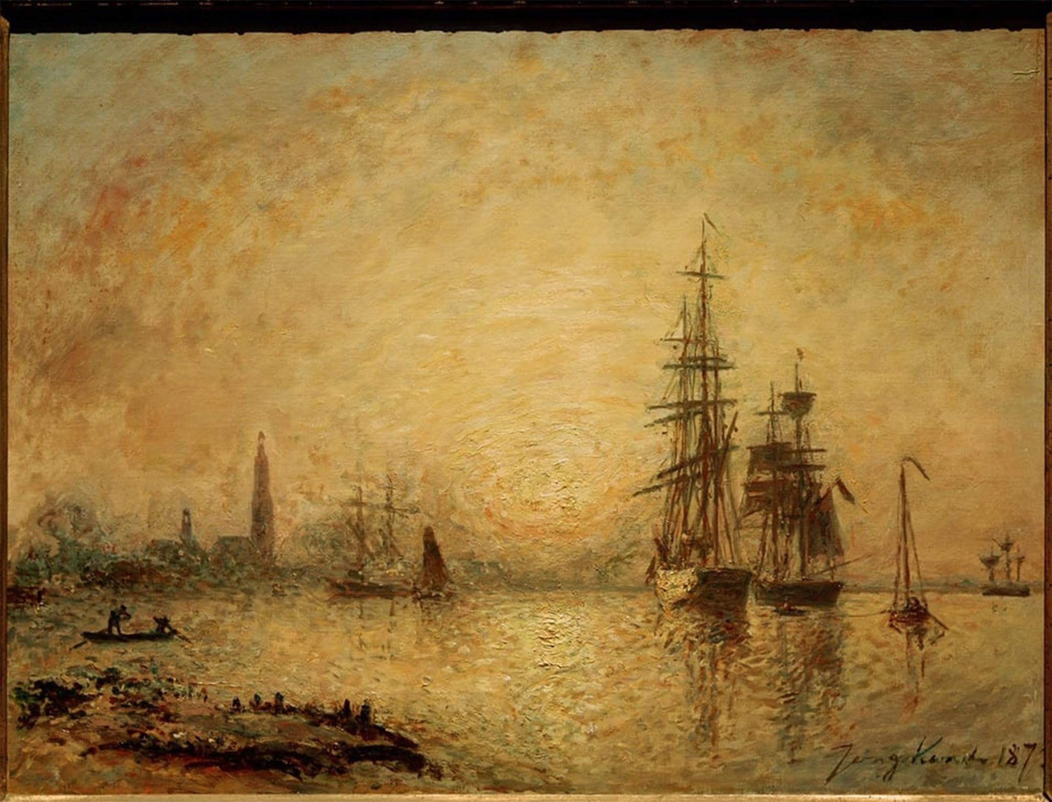 ARTXLXXBN Famous Painting Art Wall Decor Abstract Art Picture View of Antwerp by Johan Barthold Jongkind Animal Pictures for Home Decor 60x90cm