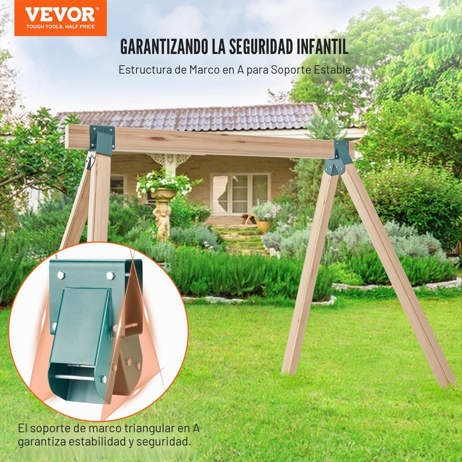 VEVOR Conector de Columpio 2 PCS Soporte Oscilante de Acero al Carbono Soporte Medio Poste de Viga de Madera Interior Exterior con Hardware de Montaje para Pies 10,2x10,2 cm, Viga 10,2x15,2 cm, Verde