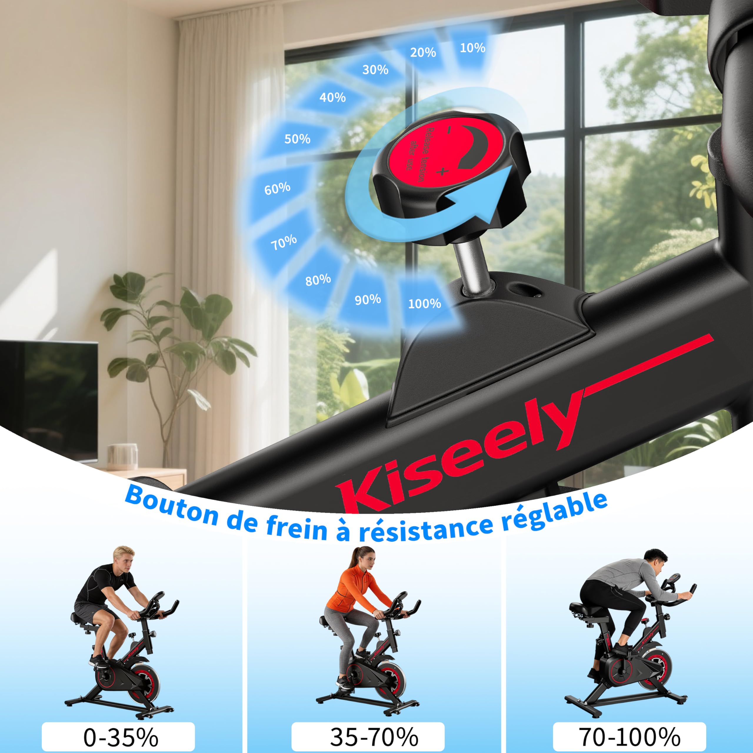 Vélo d'appartement silencieux avec résistance magnétique réglable, écran LCD et selle ergonomique confortable pour le cycling indoor et votre home gym