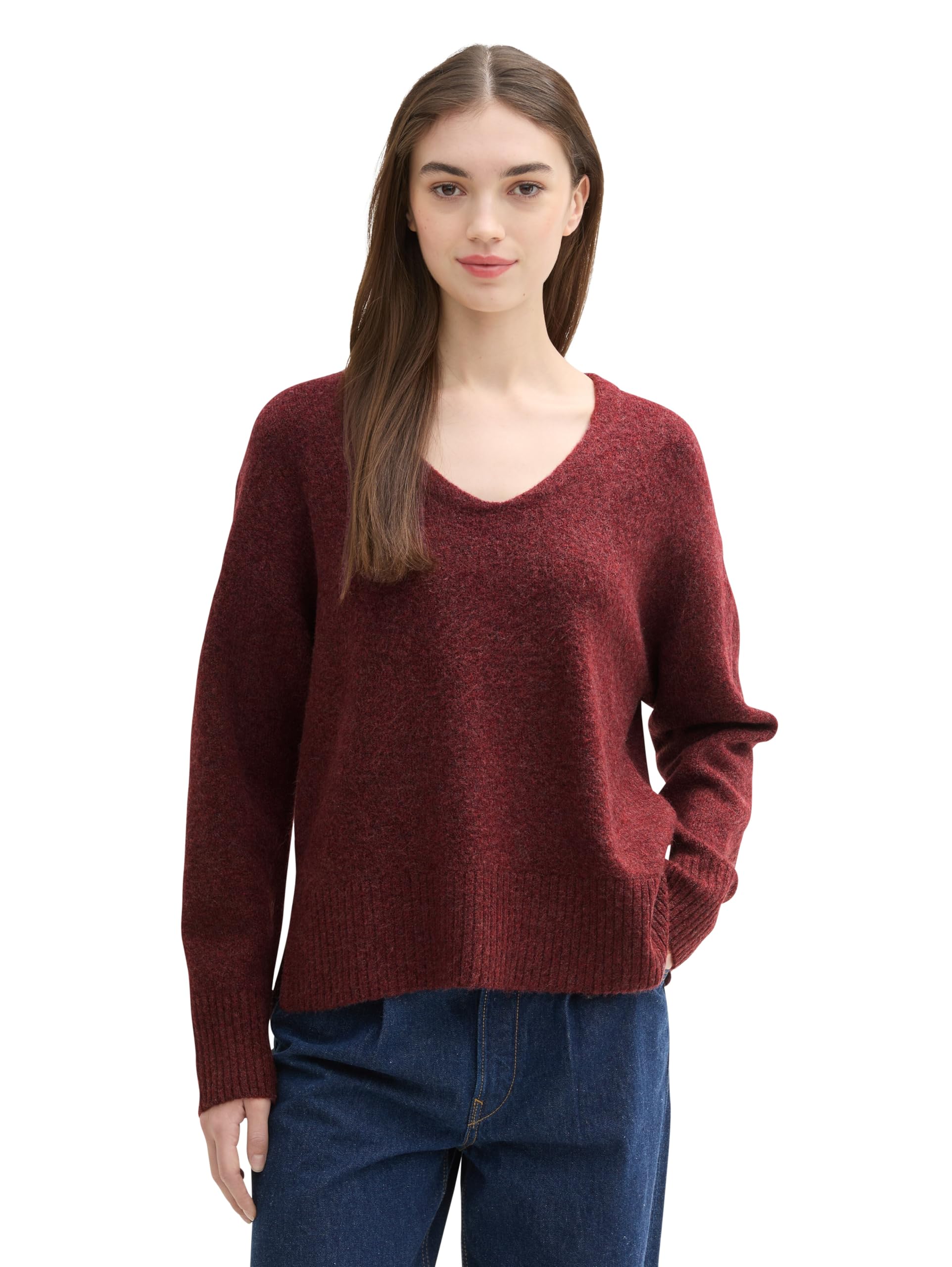 Tom Tailor Denim Damen 1043316 Cosy Strickpullover mit V-Ausschnitt