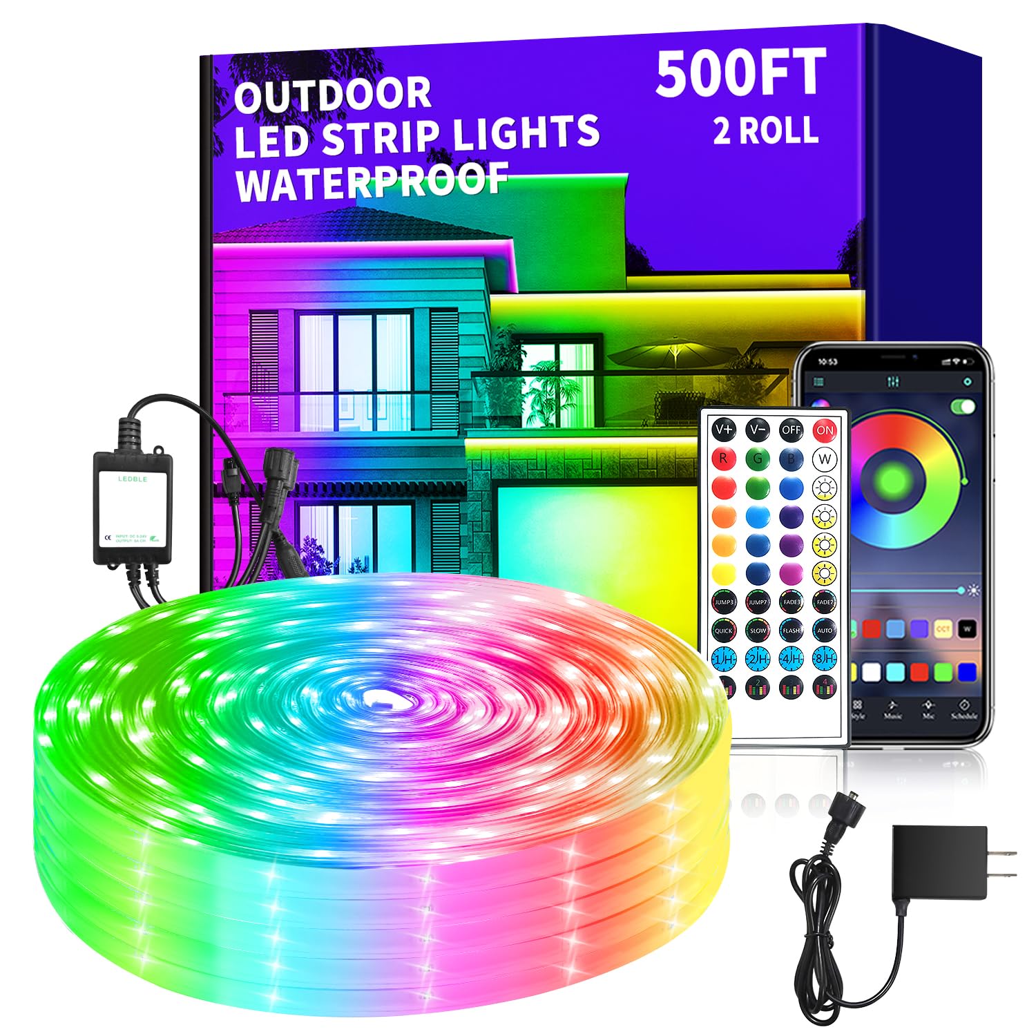 Amazon.com: vimeepro 500ft Outdoor LED Strip Lights Waterproof