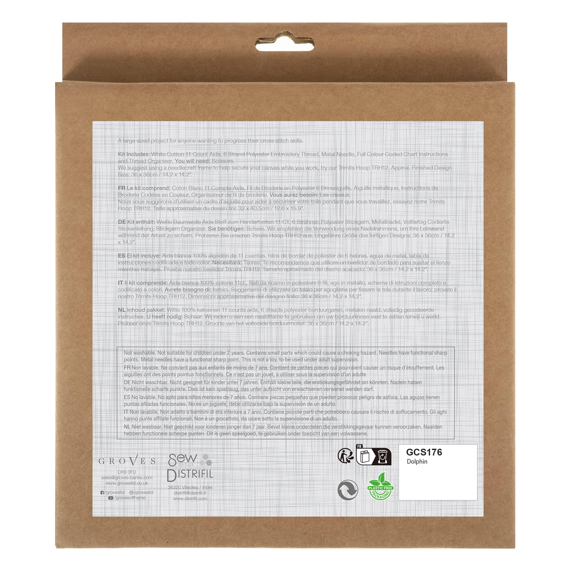 Trimits grands kits de point de croix - compté broderie travaux d'aiguille pour adultes débutants enfants, cadeaux de Noël art mural (cadre non inclus), Tissu Aida 11 fils - Dauphin