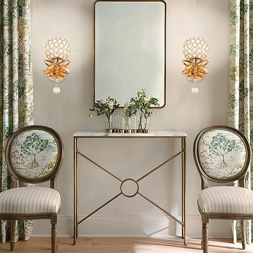 Miniatura 3 de YPQXYHDA Juego de 2 apliques de pared de cristal dorado juego de 2 apliques de pared de bola LED modernos decoración de pared para dormitorio sala