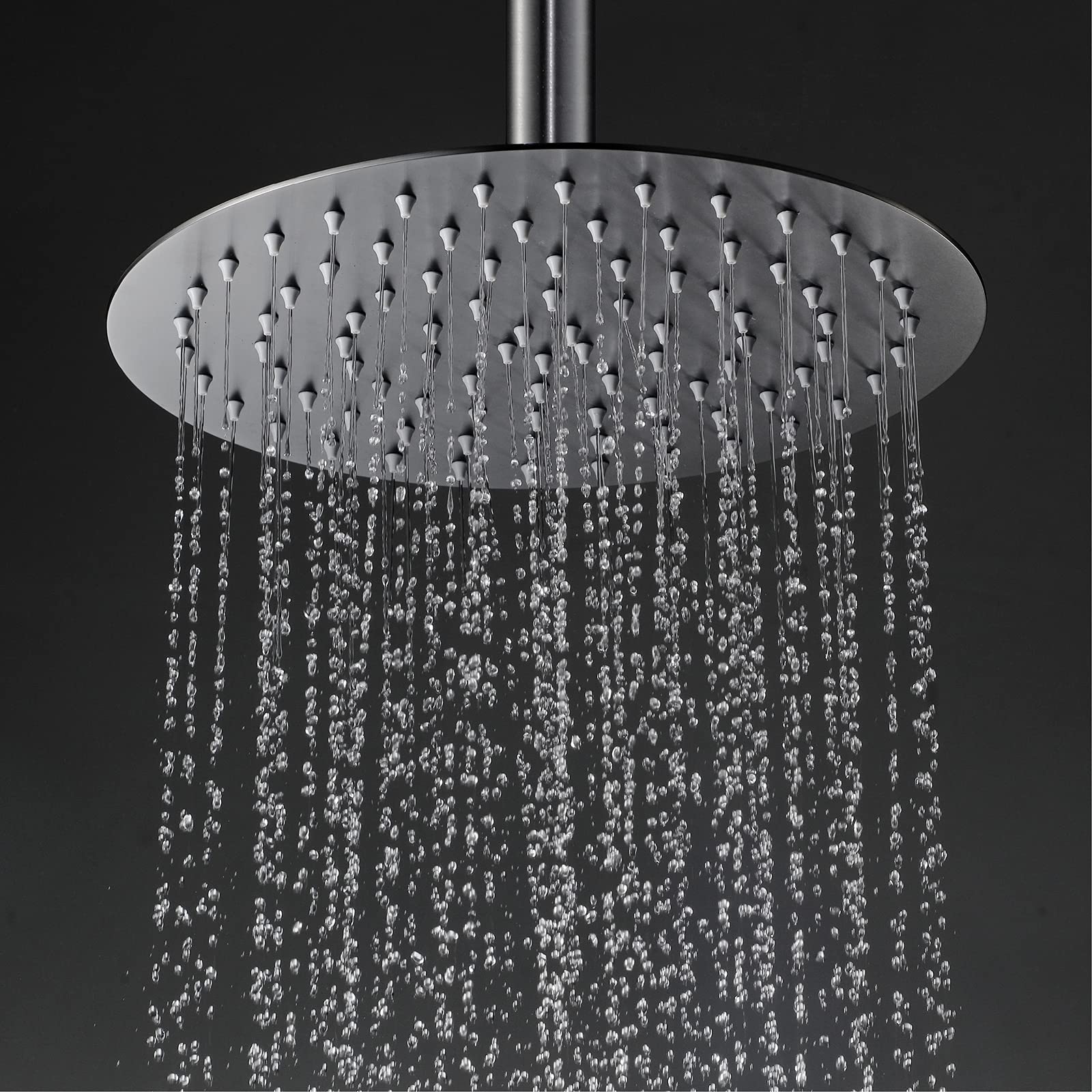 Alcachofa de Ducha Gris Ronda Alcachofas Fijas para Ducha de Alta Presión Ultra Delgado 304 Acero Inoxidable Rociador Ducha Efecto Lluvia,16 Inch