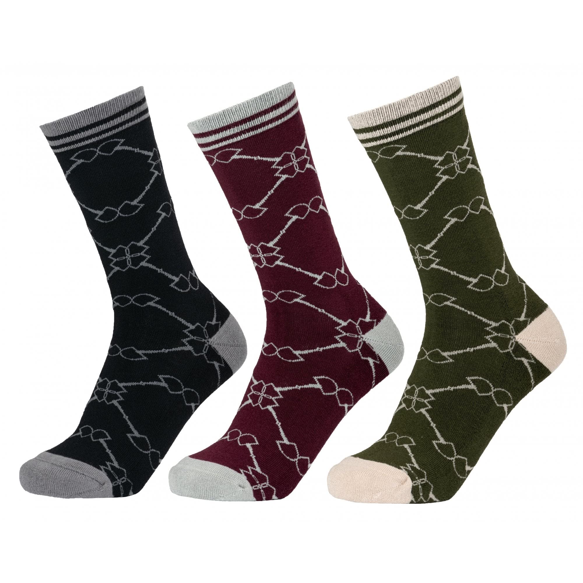 Valencia 3pk Bamboo Socks - Rioja/Oak/Black