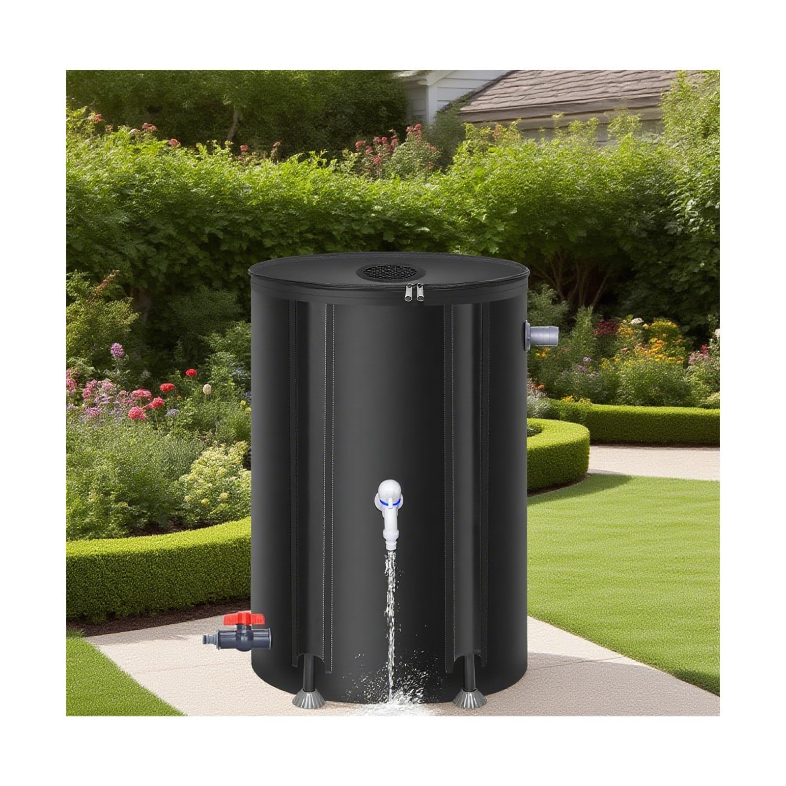 Nviusdsj Black Rainwater Barrels, Suitable For Long-Term Water Storage, Anti-Aging Material, Not Easy To Damage(,50L)