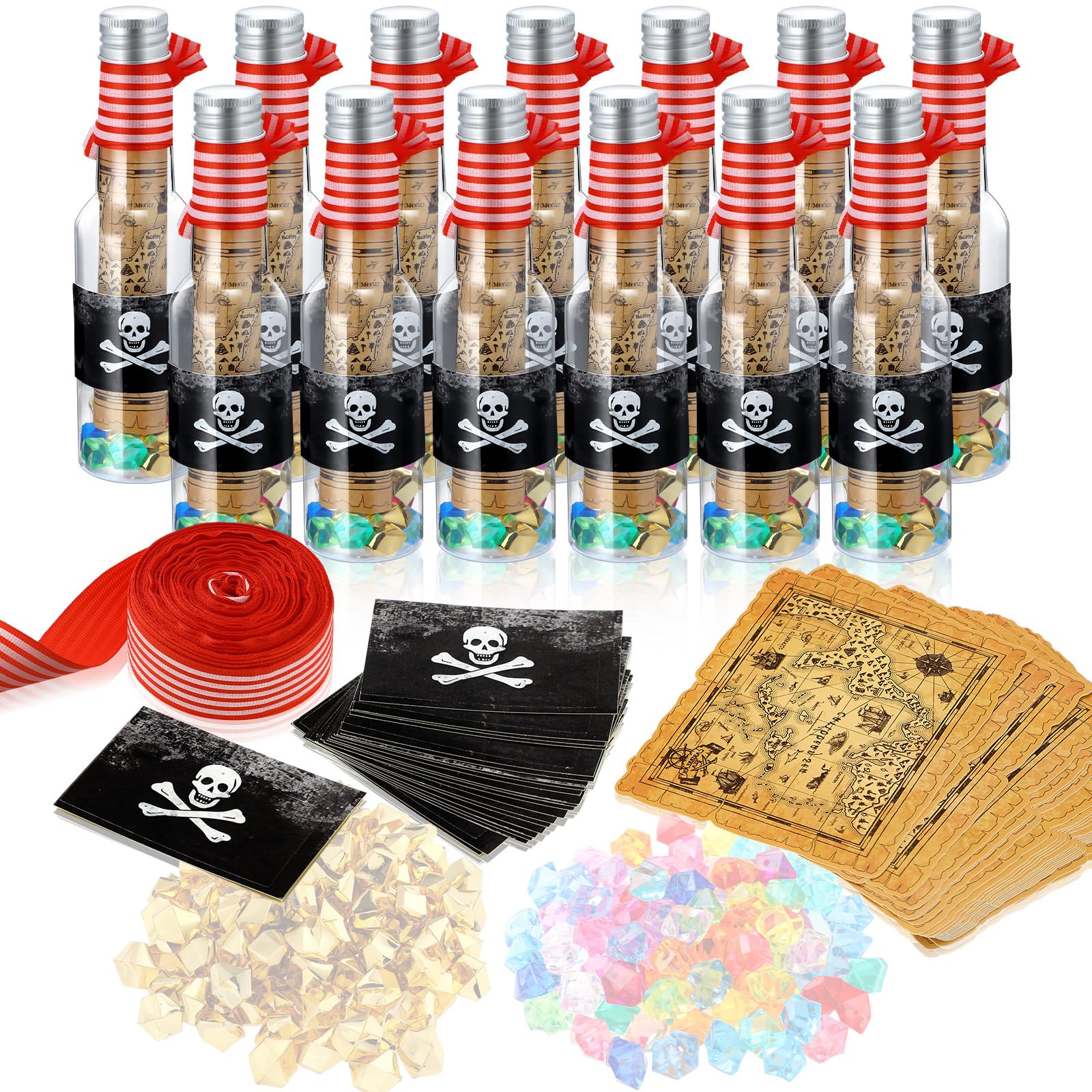 Weysat 24 Sets Fun Pirate Party Favors Message Bottle Toy Supplies for Kids