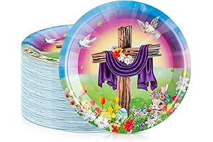 100 Pcs Easter Paper Plates 7'' Happy Easter Round Disposable Plates Bulk...