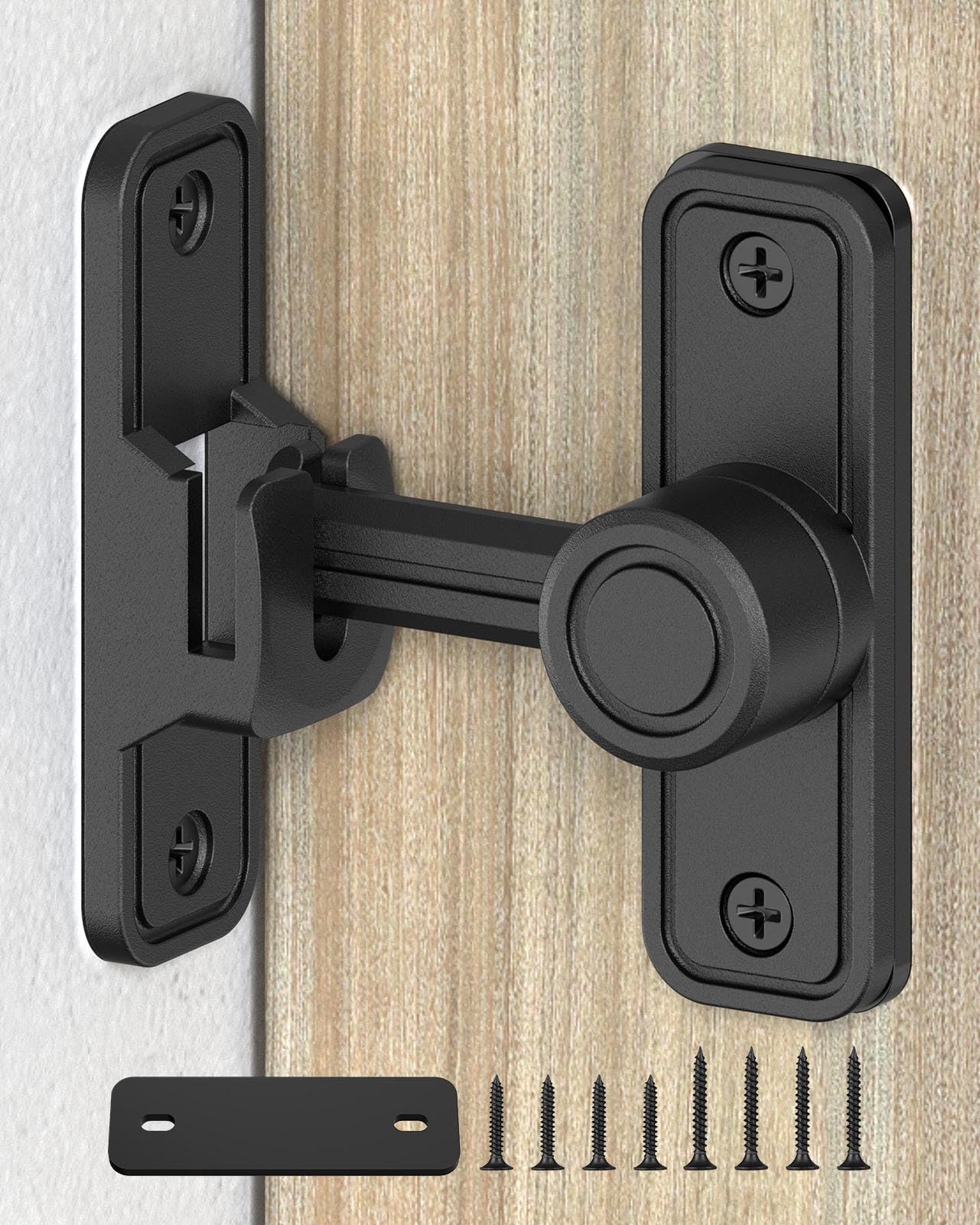 90/180 Degree Flip Barn Door Lock, Heavy Duty Sliding Door Latch Zinc Hardware– Privacy Protection for Barn, Window, Gate, Garden, Bathroom, Cabinet (Black-1PC)-image-28