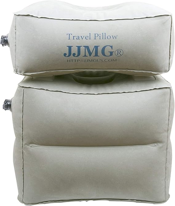 JJMG Inflatable Foot Rest Pillow for Land and Airplane