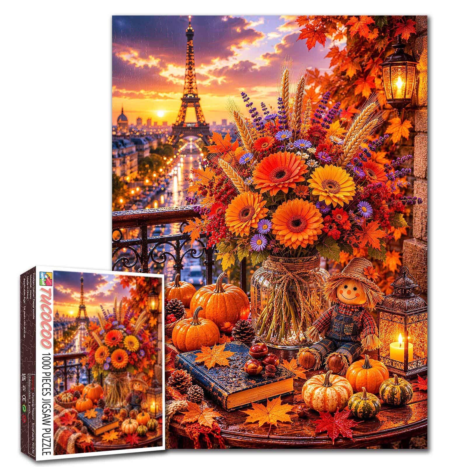 1000 Piece Jigsaw Puzzles for Adults Romantic Paris Eiffel Tower Jigsaw Puzzle African Women Black Girl 1000 Pieces Puzzles Game Thanksgiving Decor DIY Craft Bedroom Decor Autumn Puzzle Art โ image 1