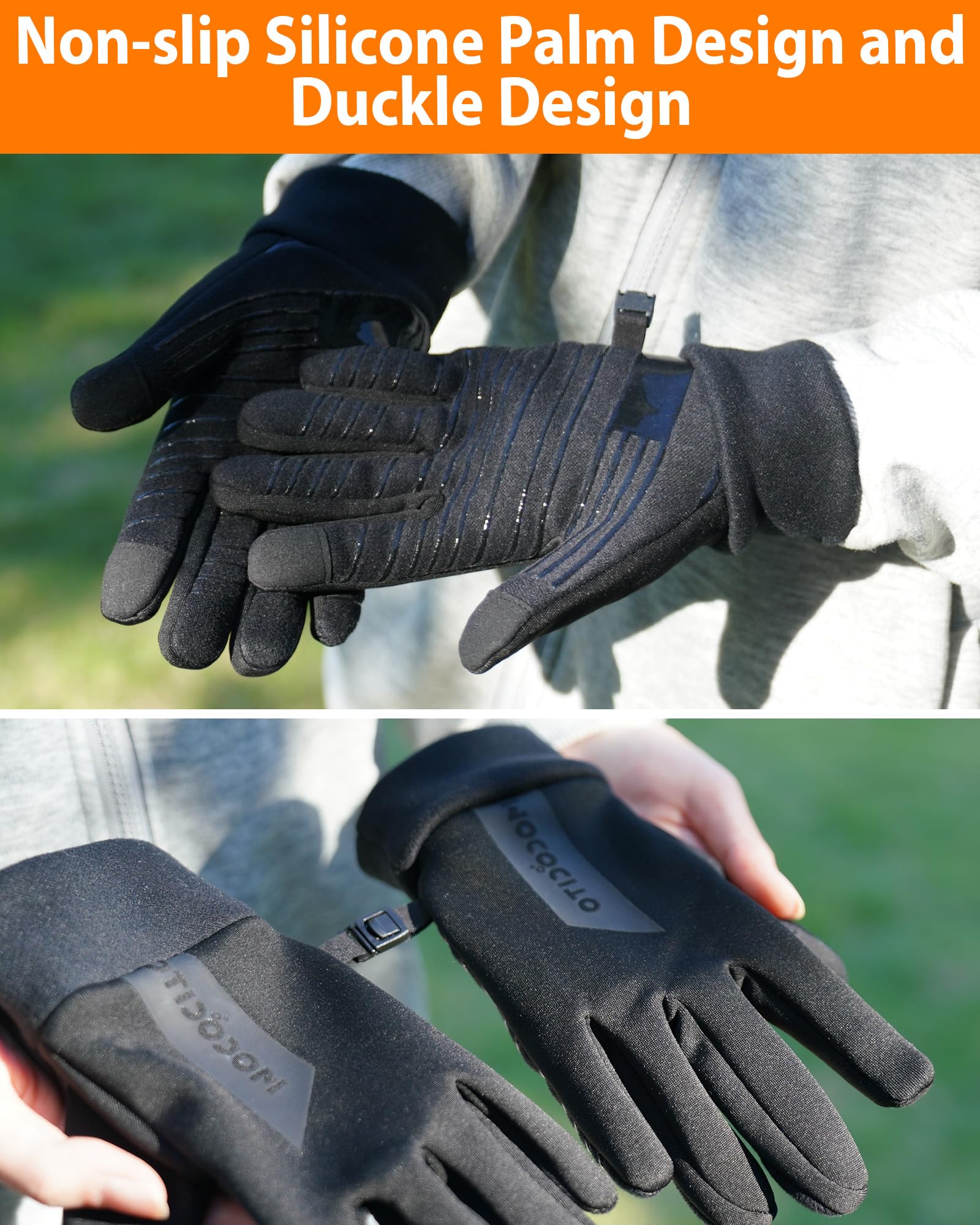 Guantes de Invierno Hombre Mujer, Guantes Táctiles para Correr Running, Antideslizantes Dedo Completo