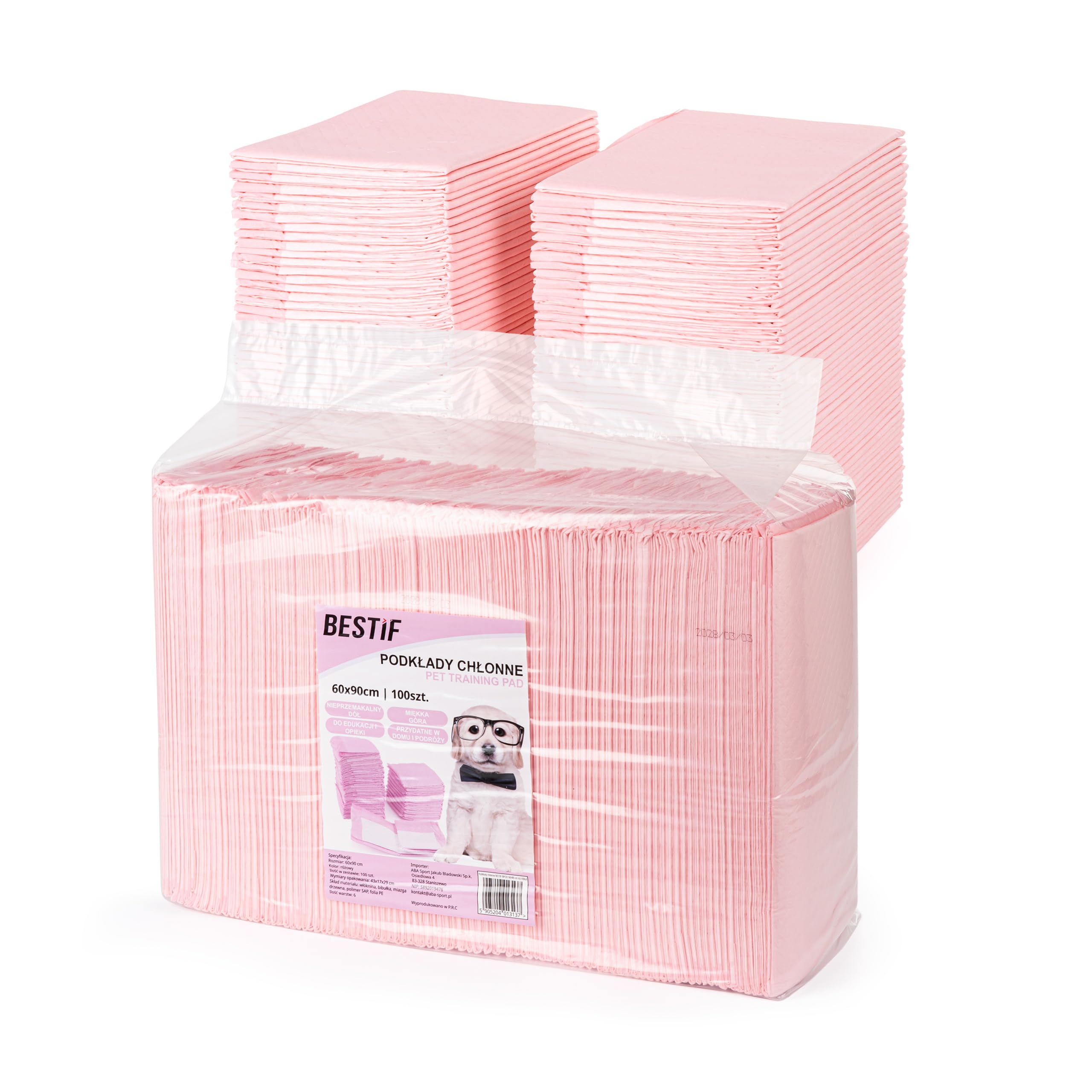 BESTIF Trainingspads für Hunde und Welpen auslaufsichere Trainingsunterlagen Haustiere Training Pads Set 100 Stück 6-lagig (100, 60 x 90 cm Rosa)