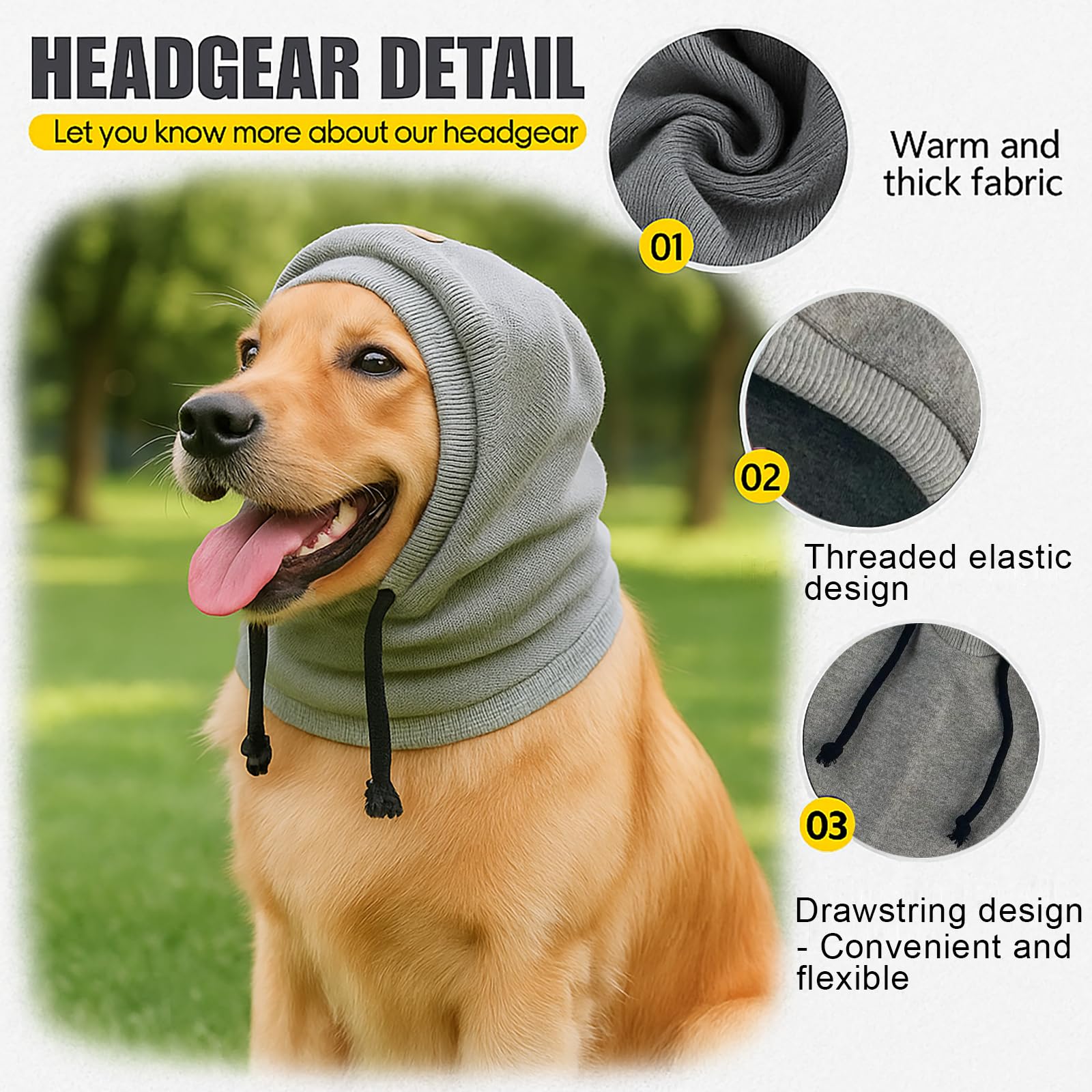 Colenumone Dog Hats for Outdoor Photo Props Calming Dog Snood & Ear Protectors for Noise Versatile Dog Bandana for Anxiety Relief Fireworks & Grooming - Image 3
