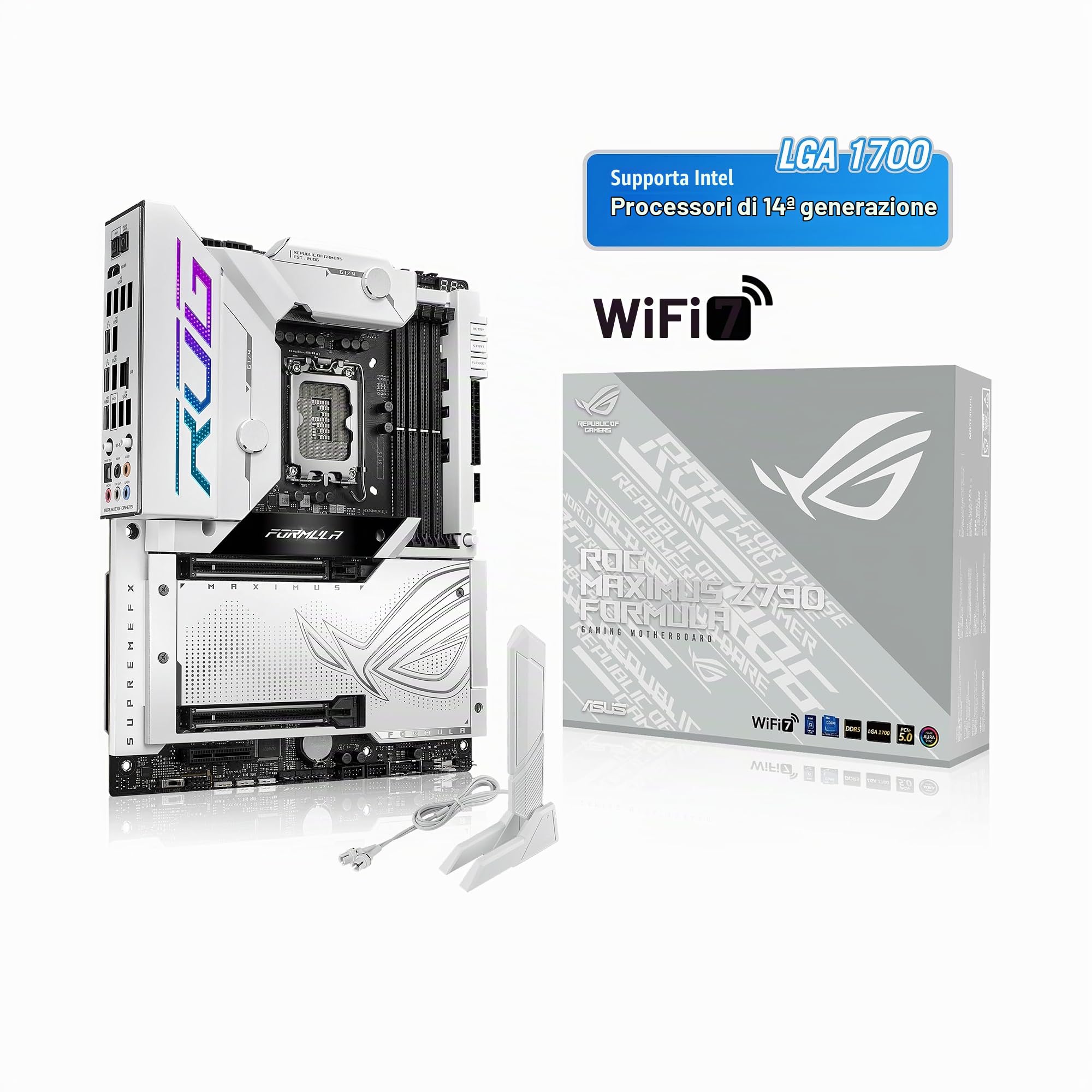 ASUS ROG MAXIMUS Z790 FORMULA Scheda madre Intel LGA 1700, ATX DDR5, Intel Wi-Fi 7, 5 slot M.2, PCIe 5.0 NVMe SSD, 2 Thunderbolt 4, USB Type-C, AI Overclocking, Cooling II e Networking, Aura Sync RGB