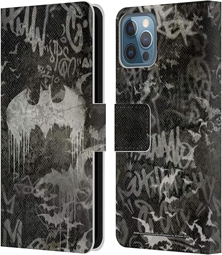 Head Case Designs - Funda de piel tipo libro con licencia oficial de Batman DC Comics Graffiti, diseño vintage Head Case Designs - Funda de piel tipo libro con licencia oficial de Batman DC Comics Graffiti, diseño vintage