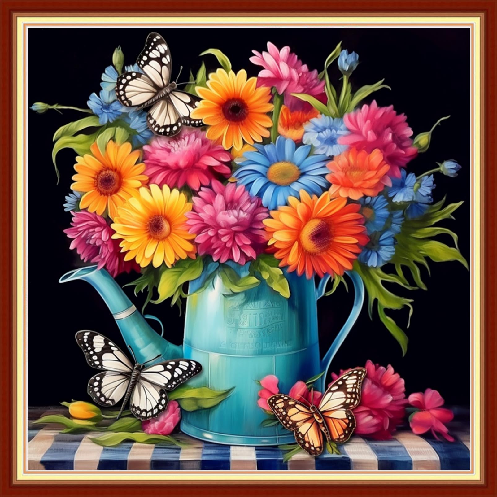 Joyhoor Stamped Cross Stitch Kits for Beginners Needlepoint Kits for Adults Embroidery Kits 11CT Counted Cross Stitch Kits Printed Embroidery Pattern- Flower Water Kettle 18x18 inchs