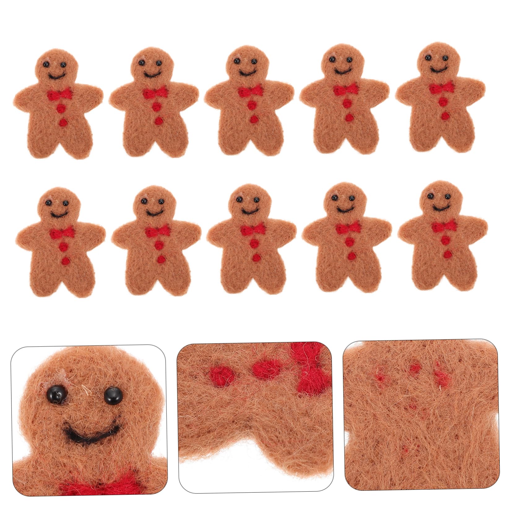 COHEALI 30 Piezas Colgantes de Hombre de Jengibre de Fieltro para Diy Decoración Navideña Mano Accesorios para Adornos y Manualidades Figuras Graciosas para Cabello y Ropa