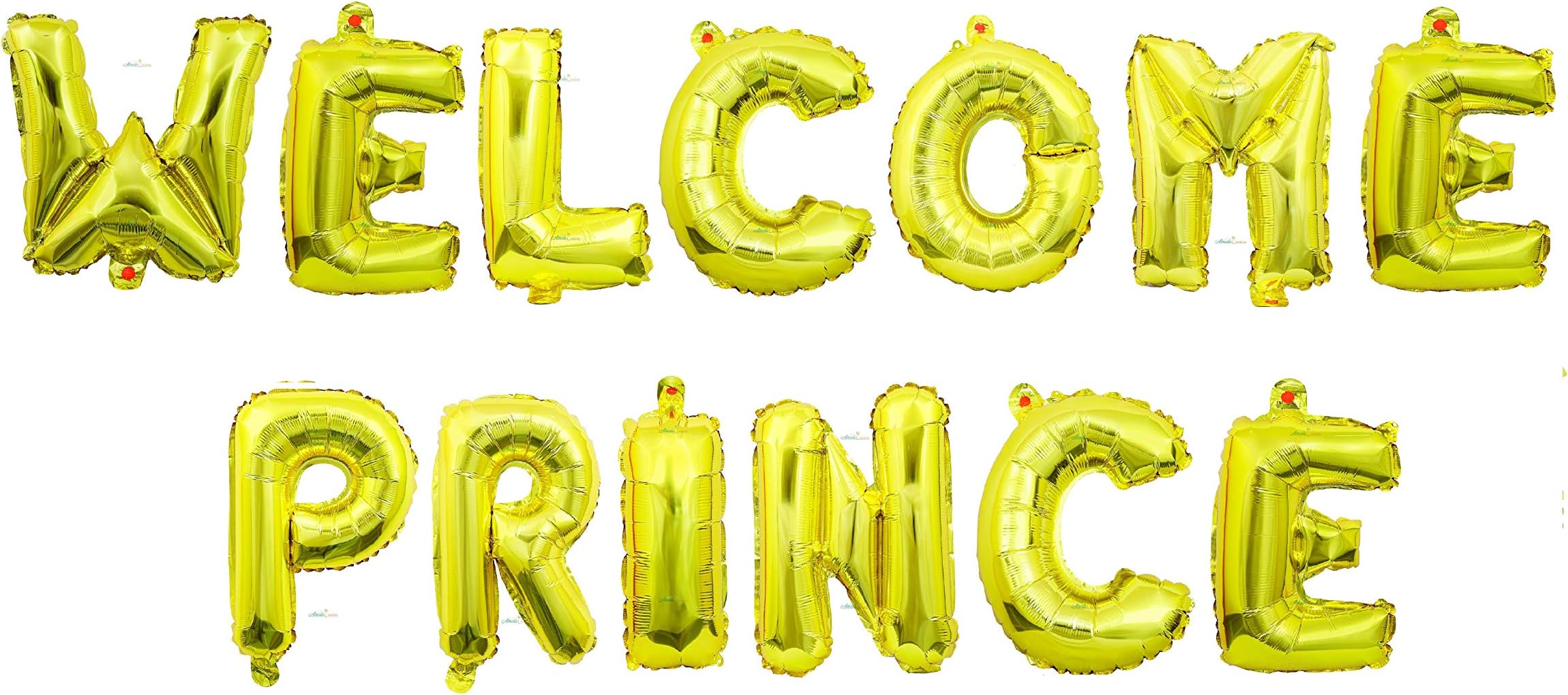 Almoda Creations 16 Inches Foil Balloon Banner Welcome Prince for Baby Boy Shower, New Born Baby Decoration