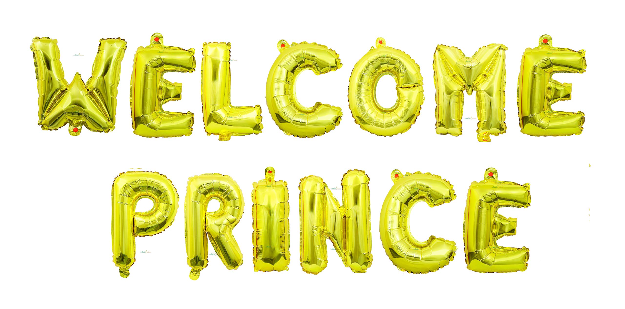 Almoda Creations 16 Inches Foil Balloon Banner Welcome Prince for Baby Boy Shower, New Born Baby Decoration