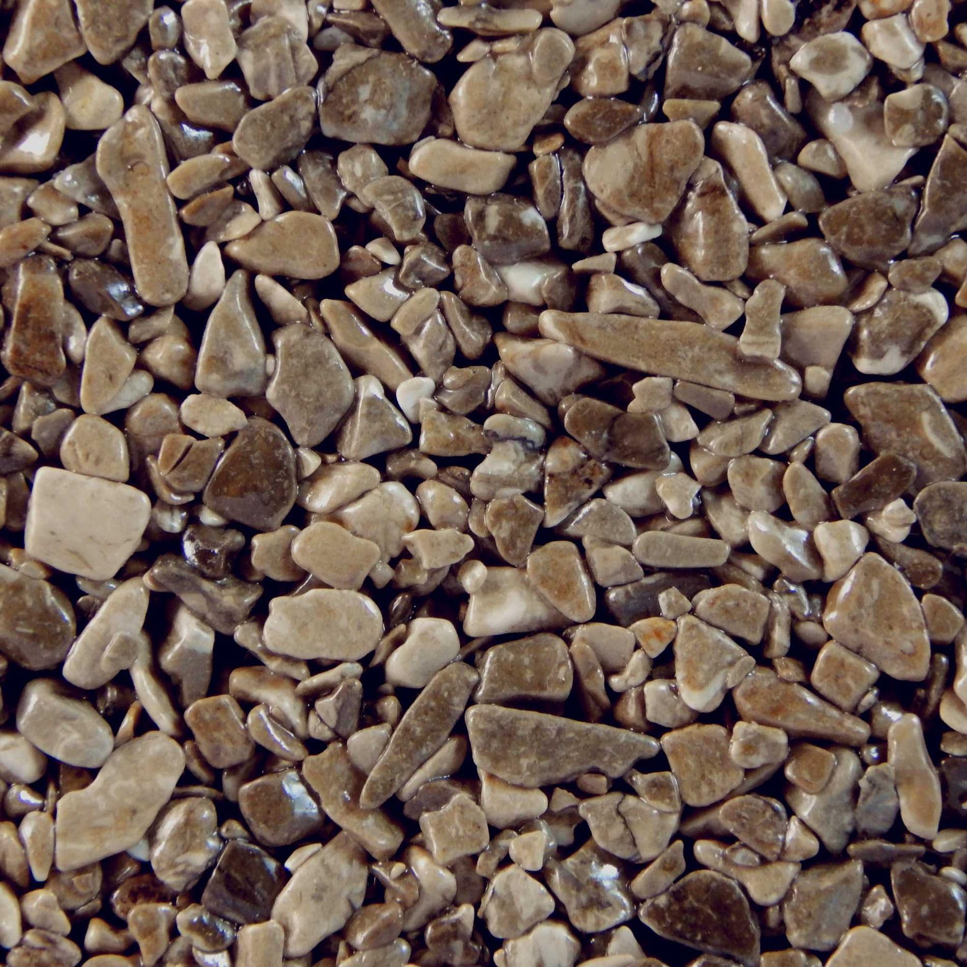 Terralith Steinteppich Marmor Komplett-Set für 1qm - Körnung: fein - 2-4mm mit Epoxidharz Bindemittel - für Innen in braun (marrone)