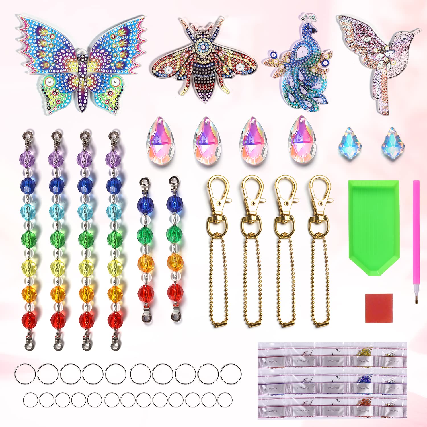 DIY Diamant-Malerei Sonnenfänger Set (4-teilig) – Mit Doppelseitigen Kristalldiamanten, Für Fenster & Garten