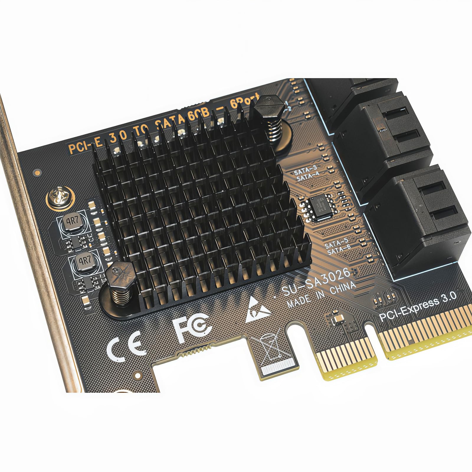 PCIe zu SATA III Erweiterungskarte, 6 Port SATA 3 6Gbps PCI Express 3.0 x4 Controller Karte mit Soft-RAID Unterstützung für Desktop PC & Server