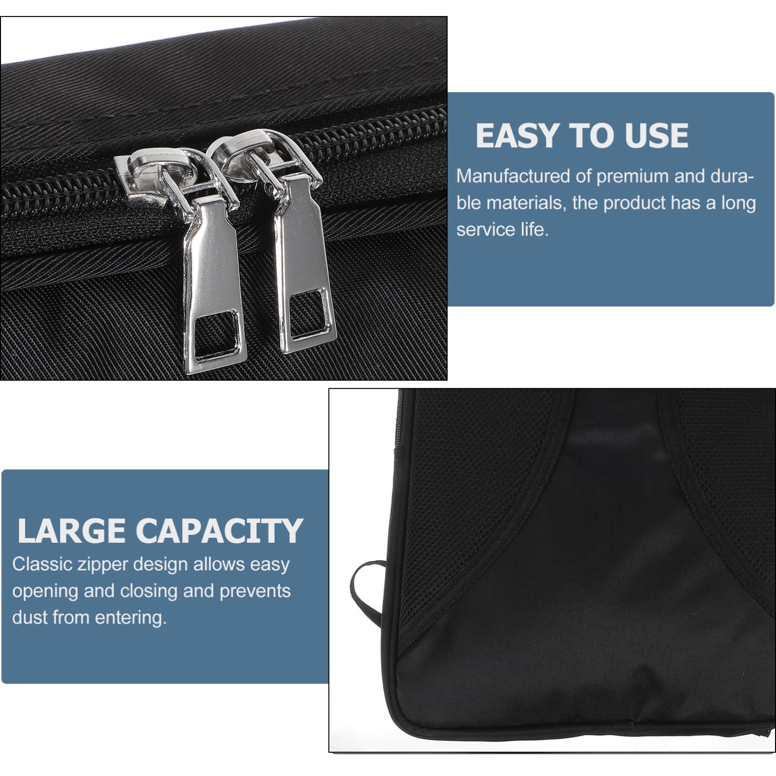 Borsa Porta Spartiti Cerniera per Custodia Strumento, Nero | Tessuto Composito Nylon e Spugna, Pratica e Performance All'aperto, Protegge Dalla Polvere