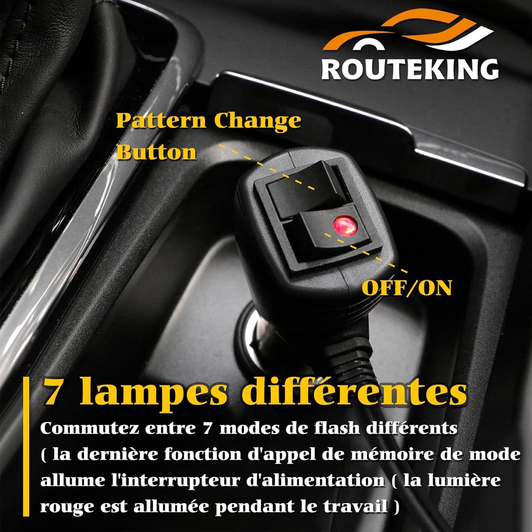 Barre Gyrophare LED Orange 67cm 12/24V, 54 LED, 7 Modes | Rampe à fixation magnétique 16 aimants, IP67 étanche, idéale sous pluie, neige et brouillard, voitures et dépanneuses