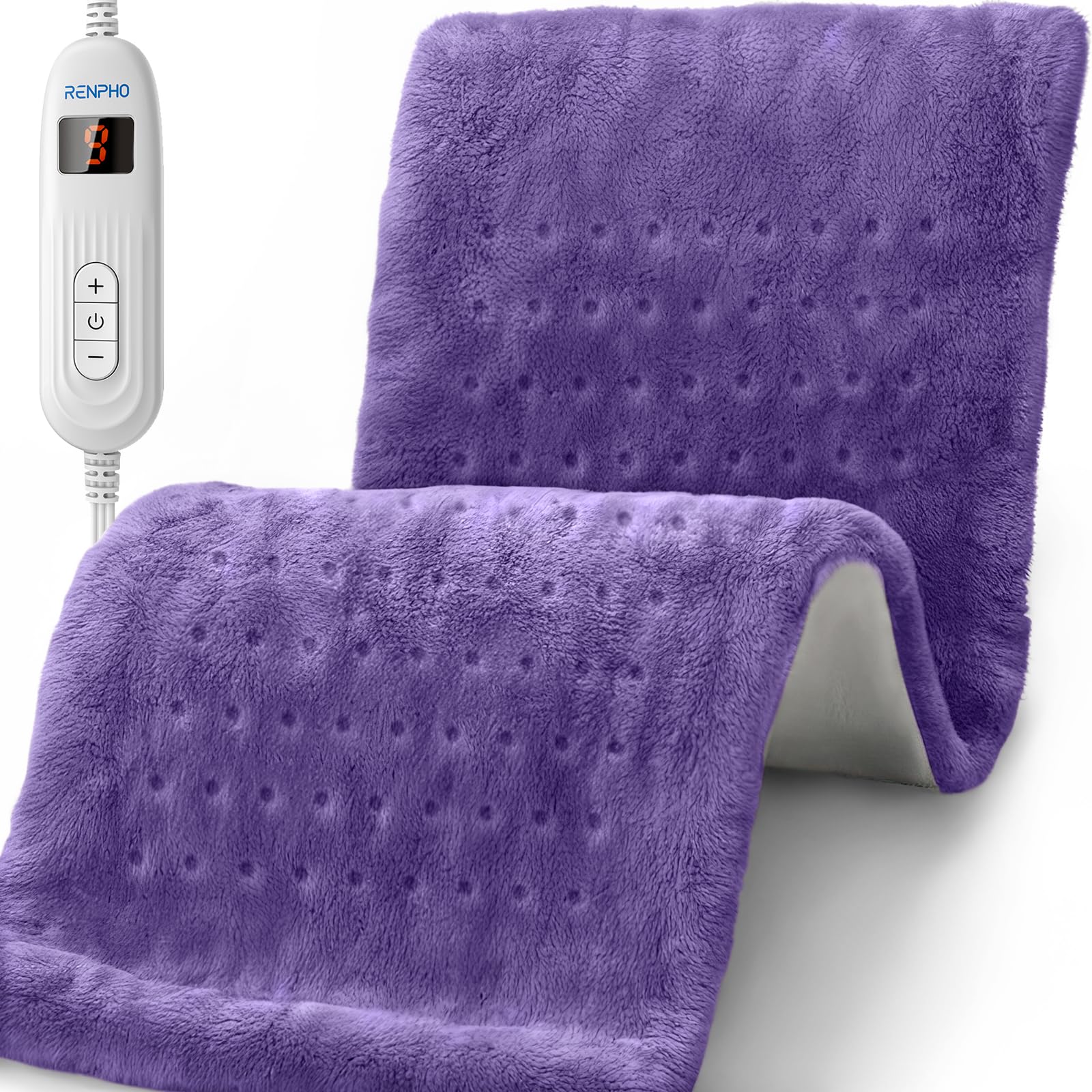 RENPHO XL Electric Heating Pads, King Size Heating Pad for Back Pain & Cramps Relief, FSA Eligible HSA Store, Gifts for Women Men Mom Dad, ETL Certified, Auto Shut Off, 12" x 24" Violet