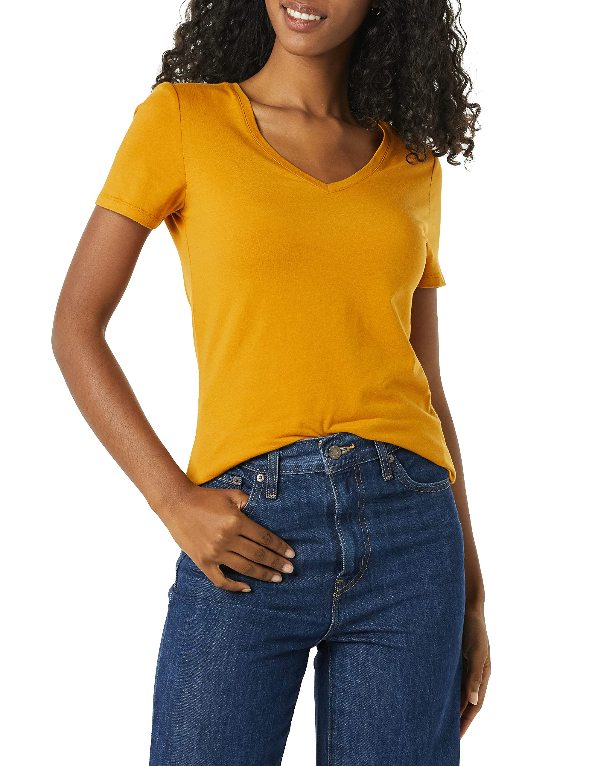 Amazon Essentials T-Shirt con Scollo a v a Maniche Corte con vestibilità Classica Donna, Confezioni Multiple