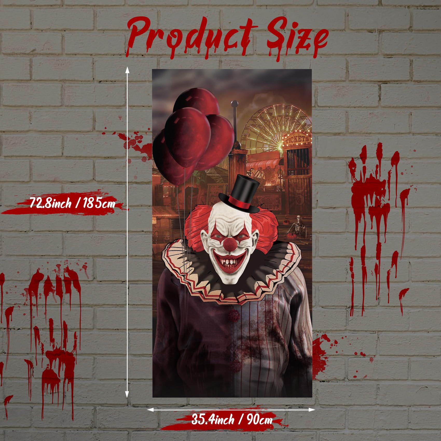 Halloween Clown-Türdekoration – 180 X 90 Cm, Polyester, Mit Aufhängeseil, Für Gruselige Zirkus-Partys