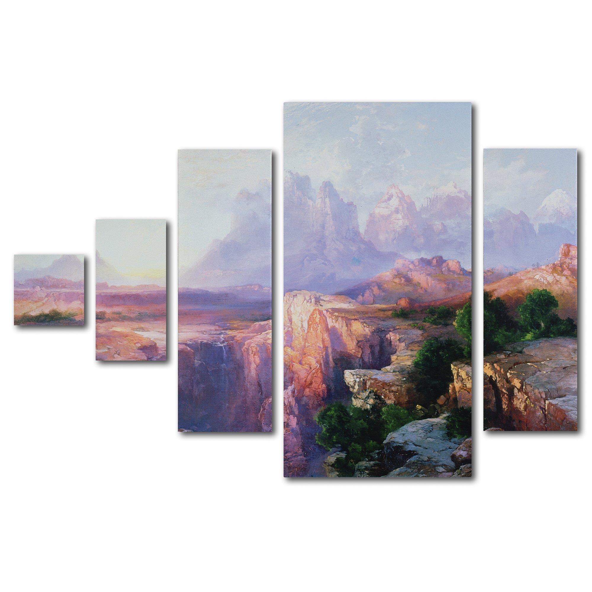 Trademark Fine Art Rock Tower of the Rio Virgin by Thomas Moran 5 Piece Multi Panel Art Set