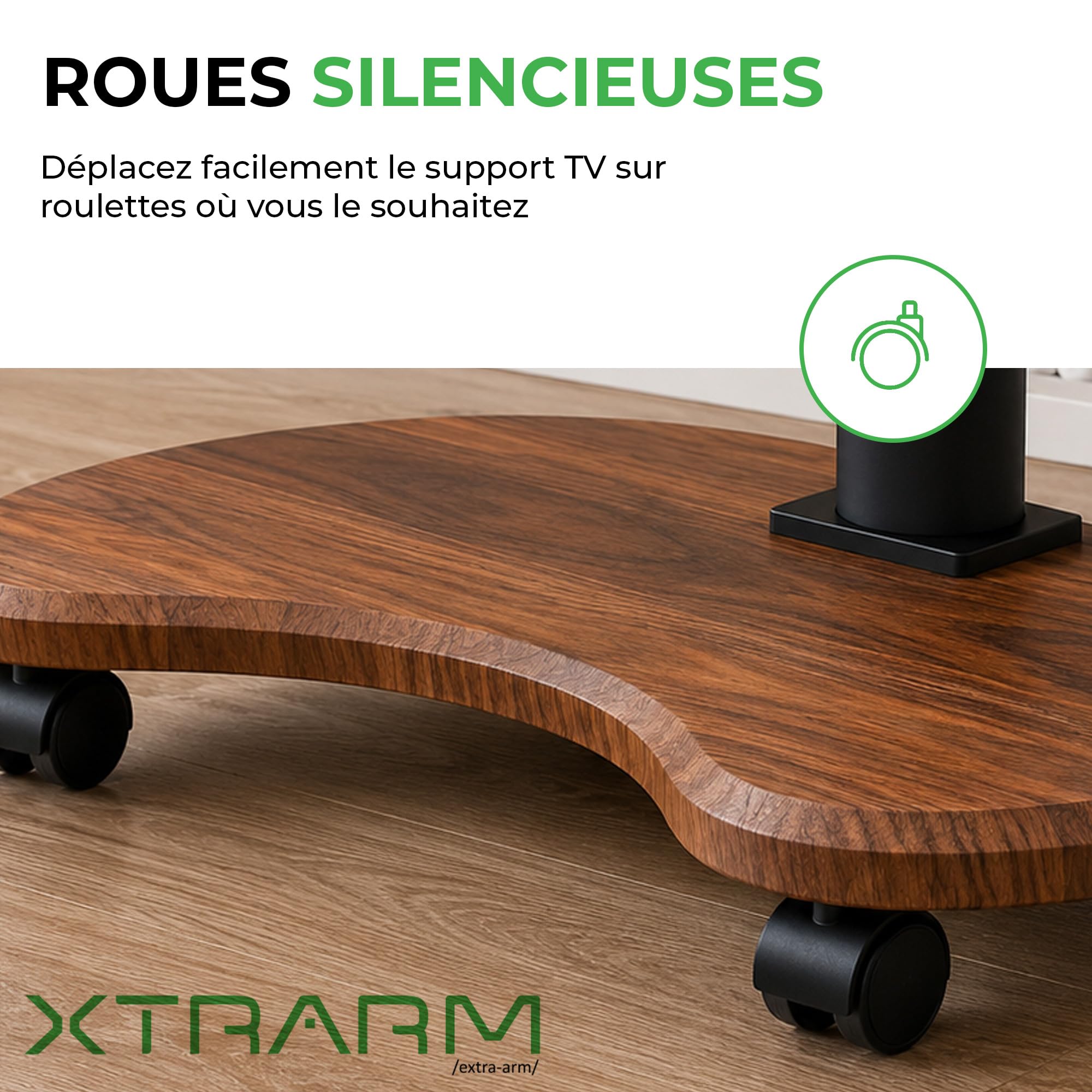 Stellar Support TV Roulant avec Etagère en Bois - Meuble Tele, Chariot Meuble TV à Hauteur Ajustable avec roulettes pour TV 32-70" Jusqu'à 45 kg - Support de TV Universel Max VESA 600x400mm