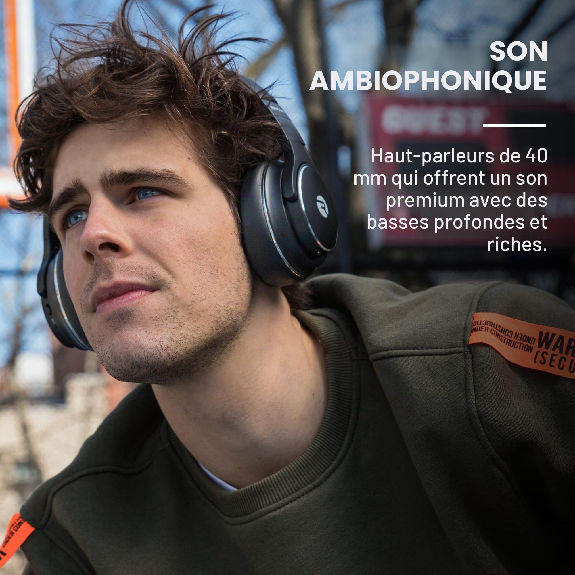 Raycon Écouteurs Intra-Auriculaires Bluetooth sans Fil de Tous Les Jours, avec Suppression Active du Bruit, Mode de Sensibilisation et Microphone intégré, IPX 4 (Noir)
