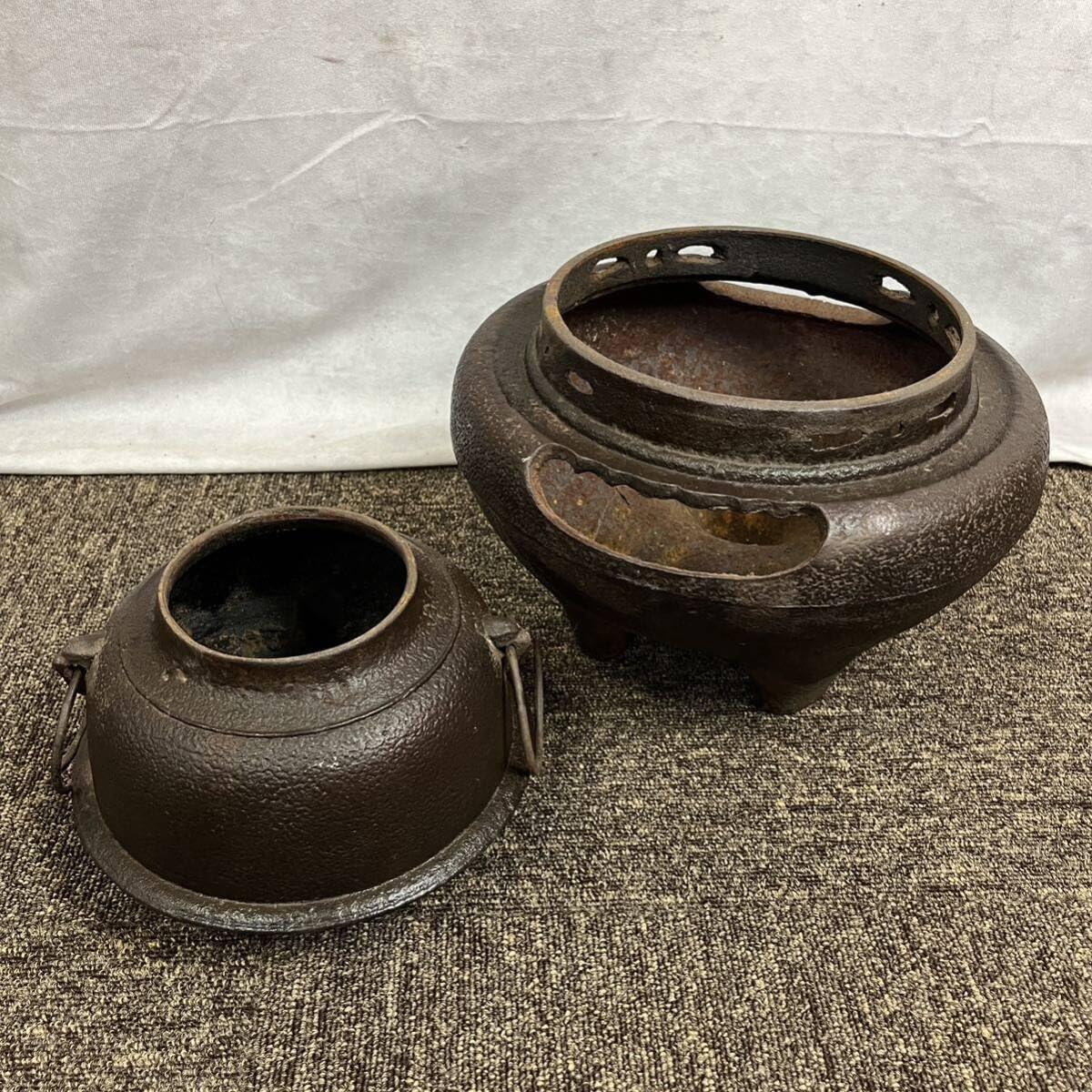 Amazon.co.jp: 茶道具茶釜鉄釜鉄製煎茶道具朝鮮風炉釜銅蓋古美術品