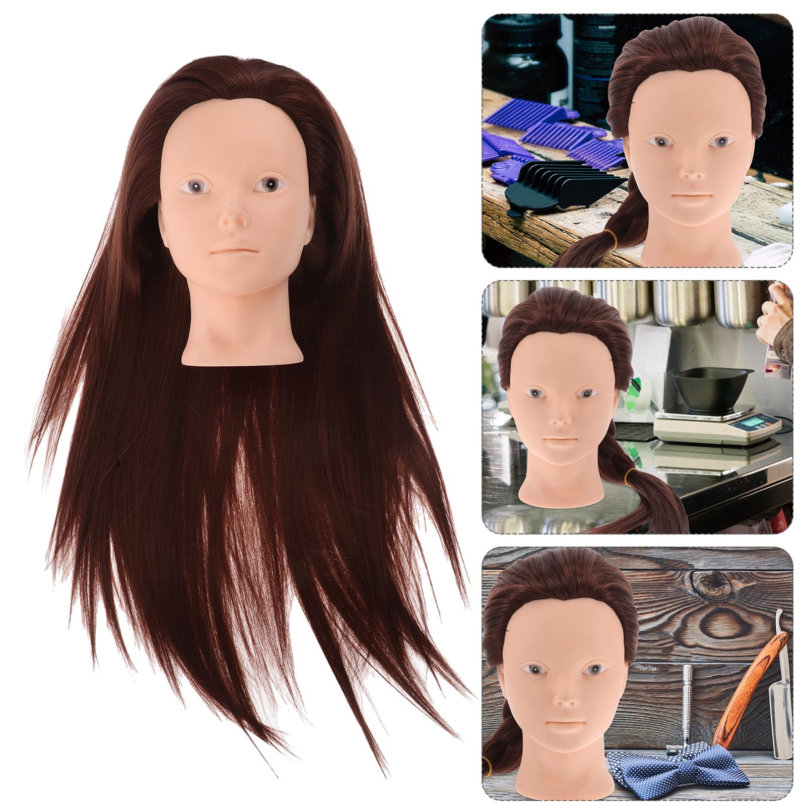 jojofuny Übungskopf Echthaar Hitzebeständig für Flechten Hochsteckfrisuren Friseurausbildung Make Up Training Salon Trainingskopf