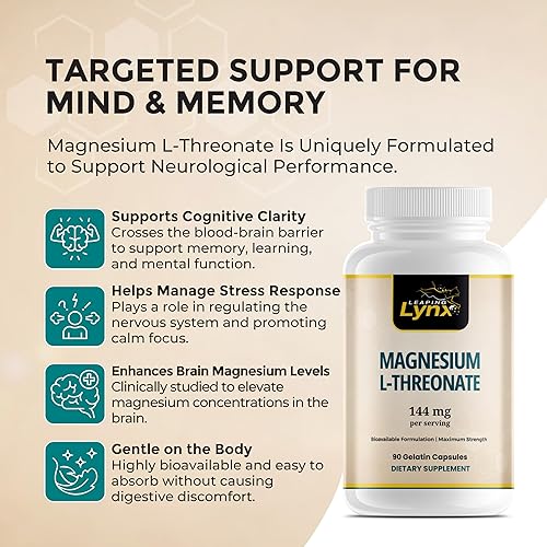 Miniatura 6 de L-treonato de magnesio 144 mg  Magnesio de alta absorción clínicamente estudiado para la salud cerebral, la memoria, la concentración y el sueño  90