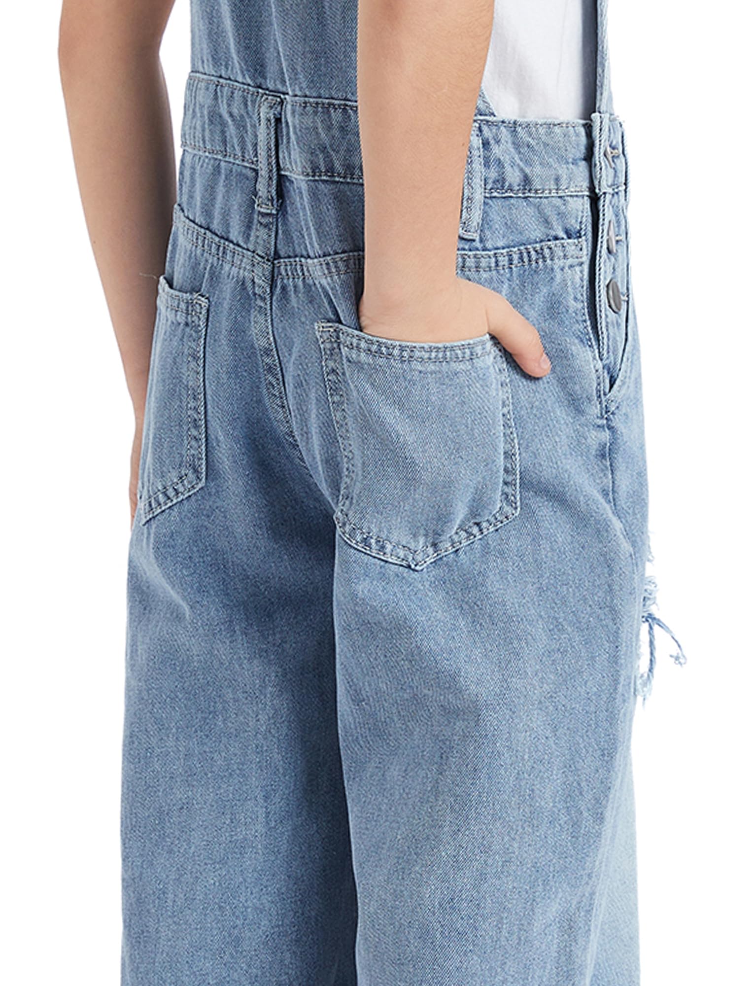 Maeau Latzhose Denim für Kinder Mädchen 7-12 Jahre Jeans mit Weitem Bein Mode Jumpsuit Baggy Gerades Bein Overall Loose Fit Jeanshose Elastischer Bund Komfortabel Weich