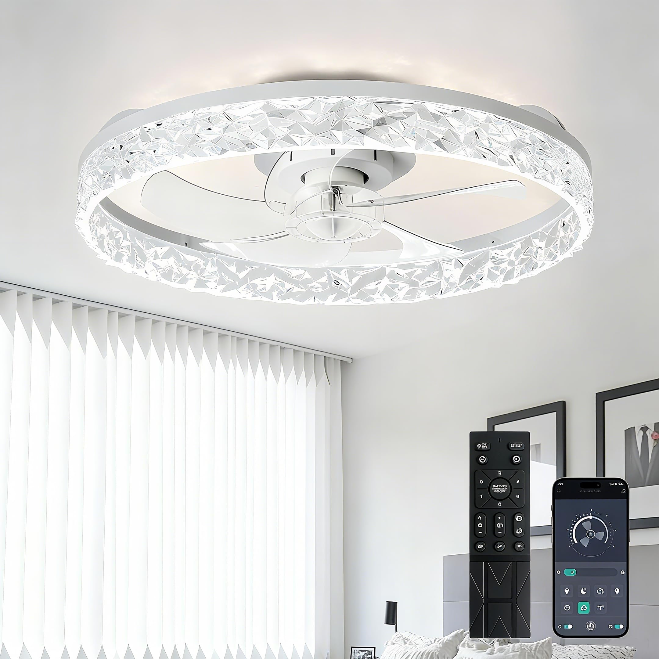 Depuley 20 Inch Crystal Ceiling Fan