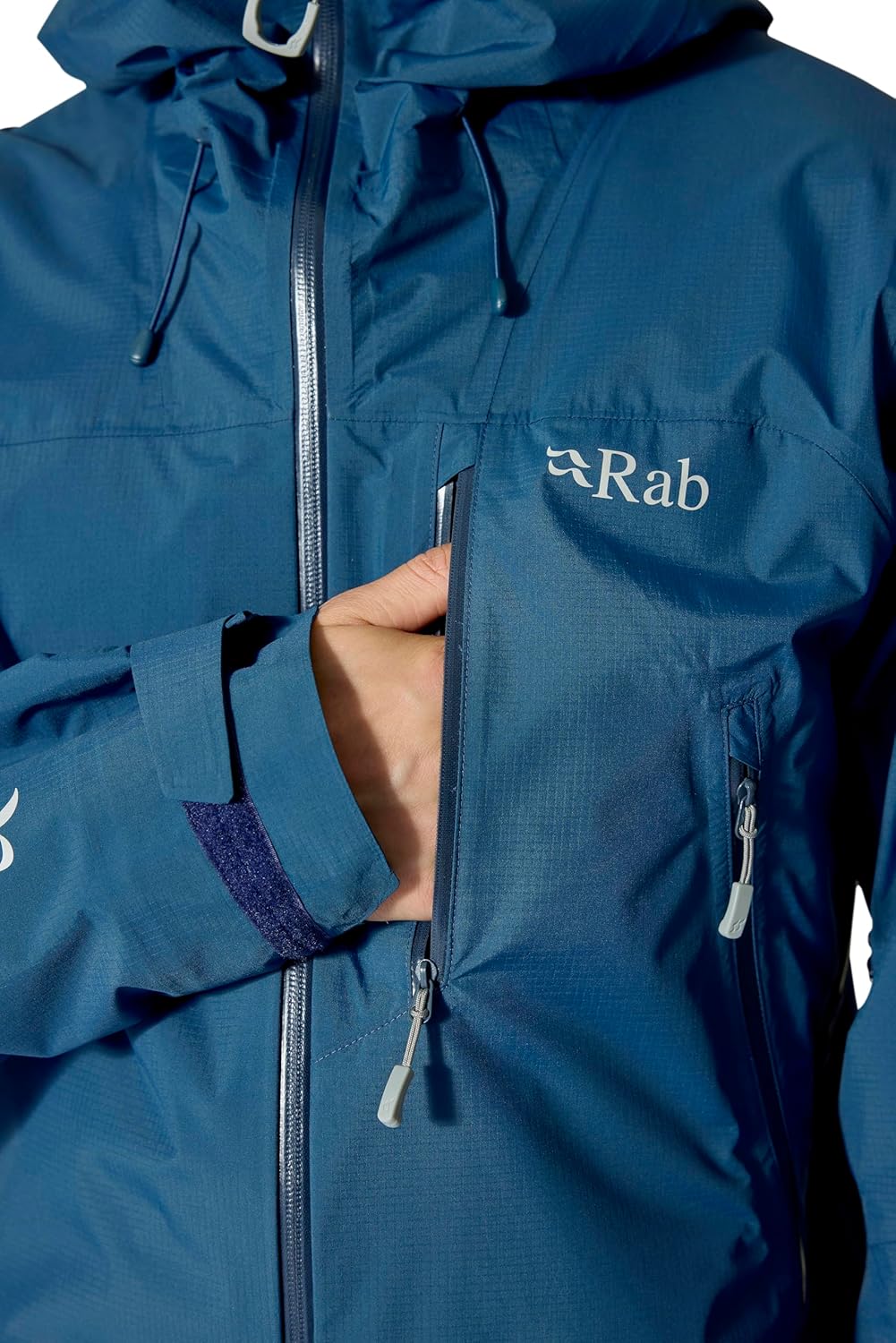 Rab Men's Downpour Mountain Jacket - Lightweight Waterproof Hooded Coat for Hiking, Trekking, & Climbing